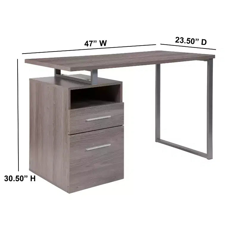 Bureau Emma et Oliver avec deux tiroirs et cadre en métal