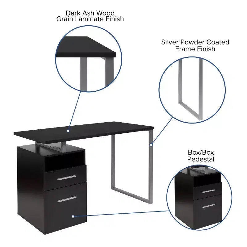 Bureau Emma et Oliver avec deux tiroirs et cadre en métal