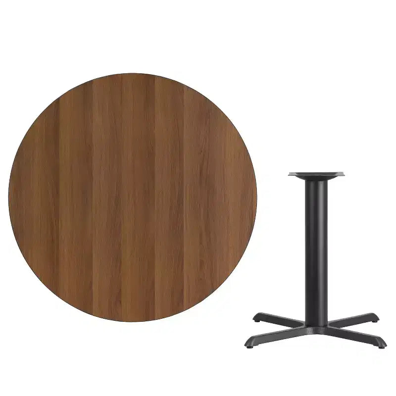 Dessus de table rond en stratifié Emma et Oliver 42 avec base de table hauteur 33x33