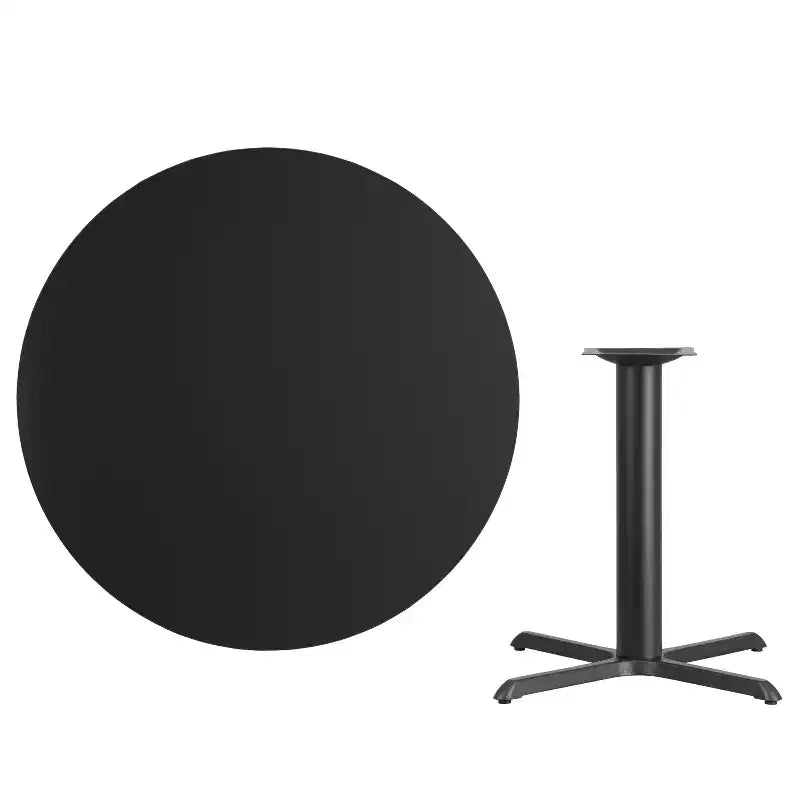Dessus de table rond en stratifié Emma et Oliver 42 avec base de table hauteur 33x33