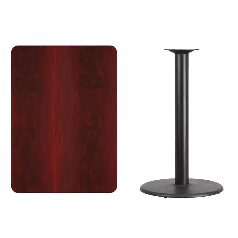 Table de bar rectangulaire en stratifié Emma and Oliver 30x42 avec base ronde 24