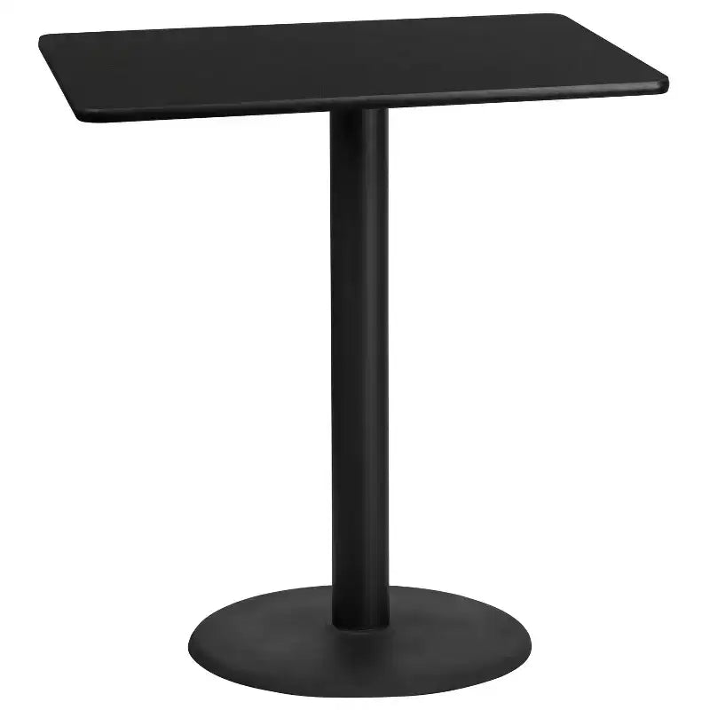 Table de bar rectangulaire en stratifié Emma and Oliver 30x42 avec base ronde 24