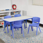 Emma et Oliver Ensemble de table d'activités rectangulaire en plastique réglable en hauteur, 23,625" L x 47,25" P, avec 4 chaises