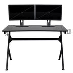 Bureau de jeu Flash Furniture avec porte-gobelet/crochet pour casque/2 trous de gestion des câbles et fauteuil de jeu inclinable avec accoudoirs et repose-pieds