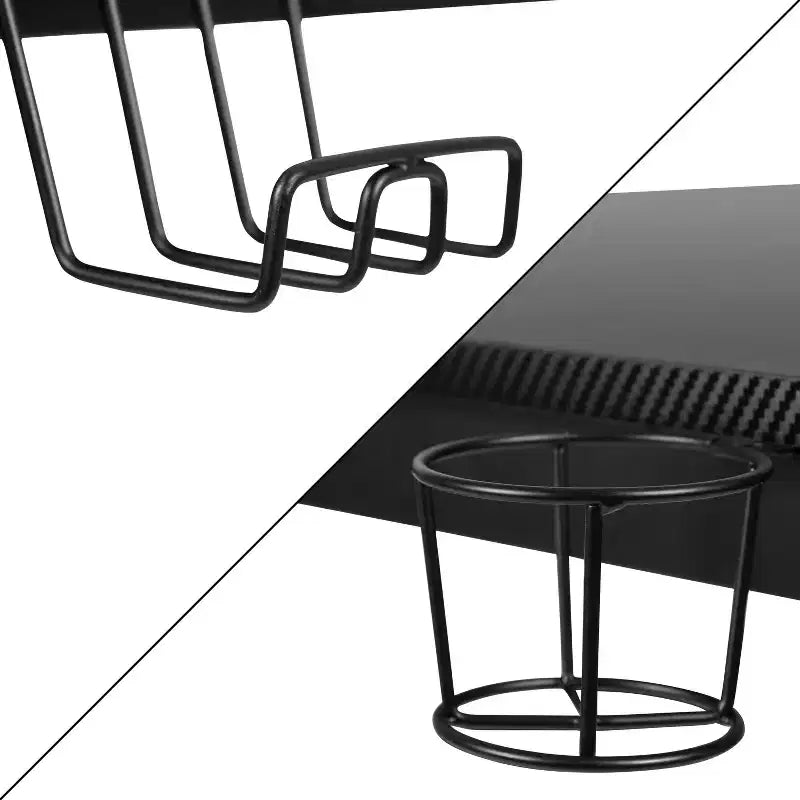 Bureau de jeu Flash Furniture avec porte-gobelet/crochet pour casque/2 trous de gestion des câbles et fauteuil de jeu inclinable avec accoudoirs et repose-pieds