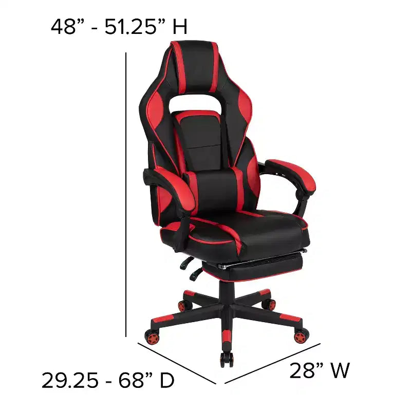 Bureau de jeu Flash Furniture avec porte-gobelet/crochet pour casque/2 trous de gestion des câbles et fauteuil de jeu inclinable avec accoudoirs et repose-pieds