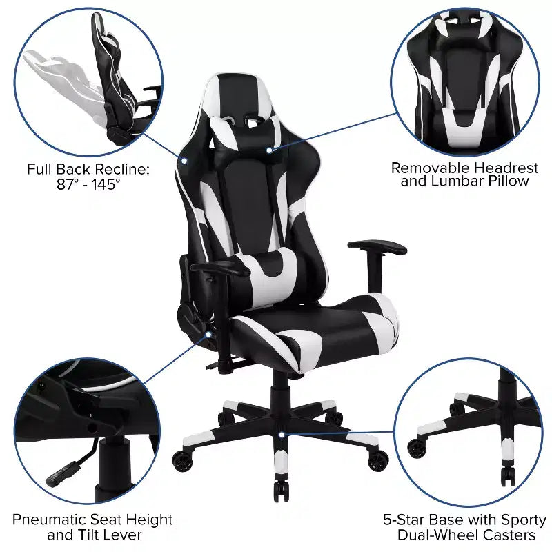 Ensemble Bureau Gaming Emma et Oliver - Support Tasse/Casque/Tapis de Souris Intégré