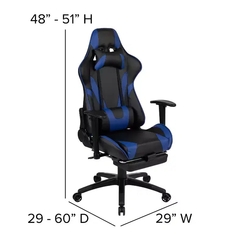 Ensemble de bureau gaming Emma et Oliver - Support de tasse/casque/Inclinable et repose-pieds