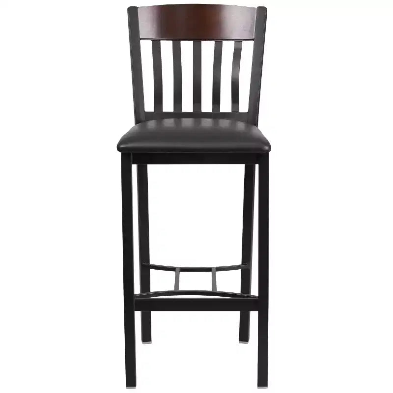 Tabouret de bar de restaurant Emma et Oliver Vertical Back en métal/bois