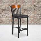 Tabouret de bar de restaurant Emma et Oliver Vertical Back en métal/bois