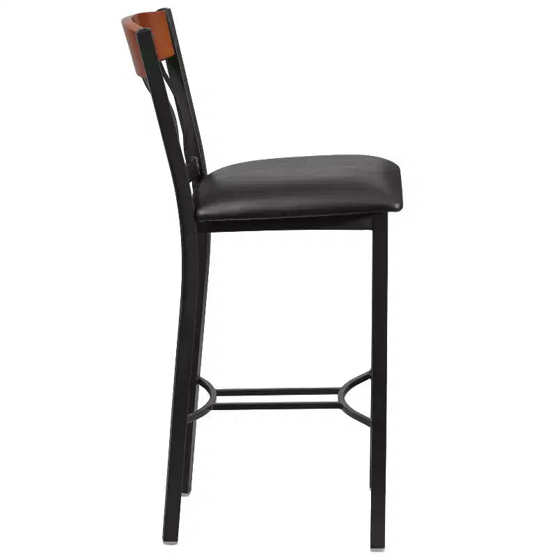 Tabouret de bar de restaurant Emma et Oliver Vertical Back en métal/bois