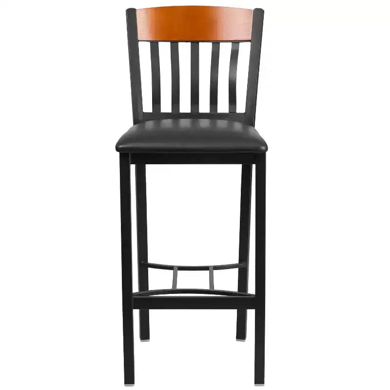 Tabouret de bar de restaurant Emma et Oliver Vertical Back en métal/bois