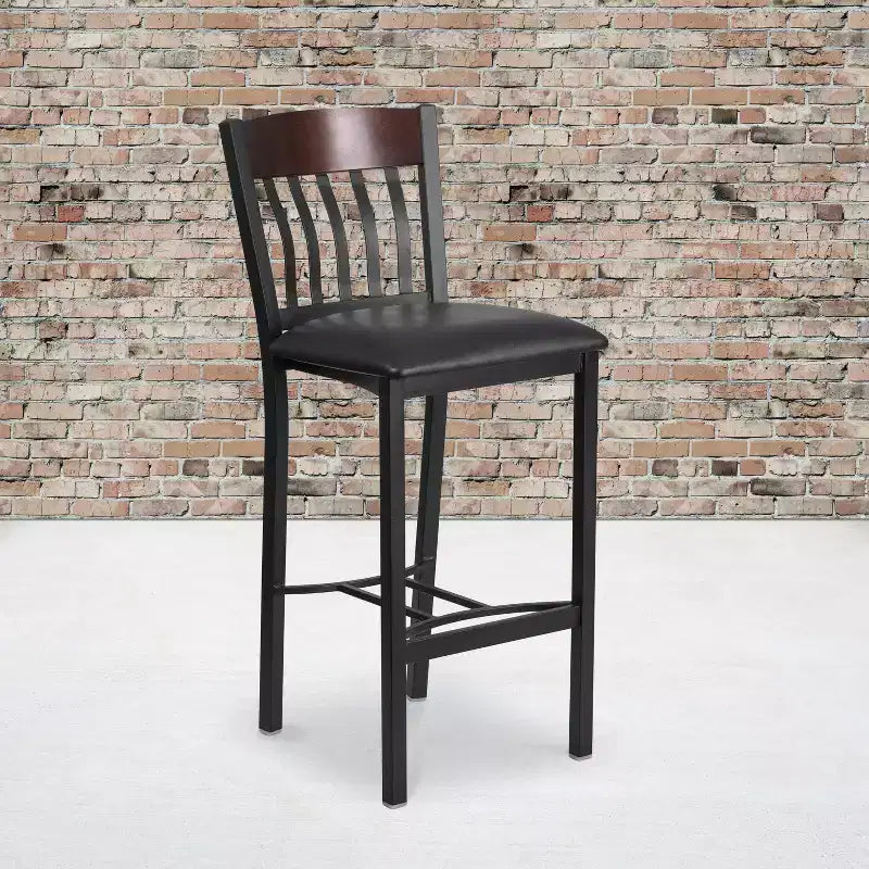 Tabouret de bar de restaurant Emma et Oliver Vertical Back en métal/bois