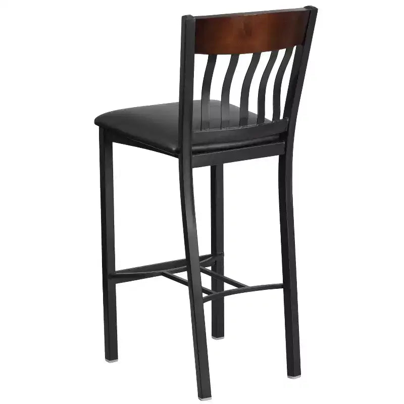 Tabouret de bar de restaurant Emma et Oliver Vertical Back en métal/bois