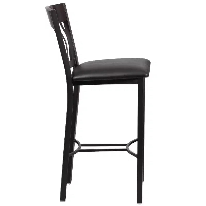 Tabouret de bar de restaurant Emma et Oliver Vertical Back en métal/bois