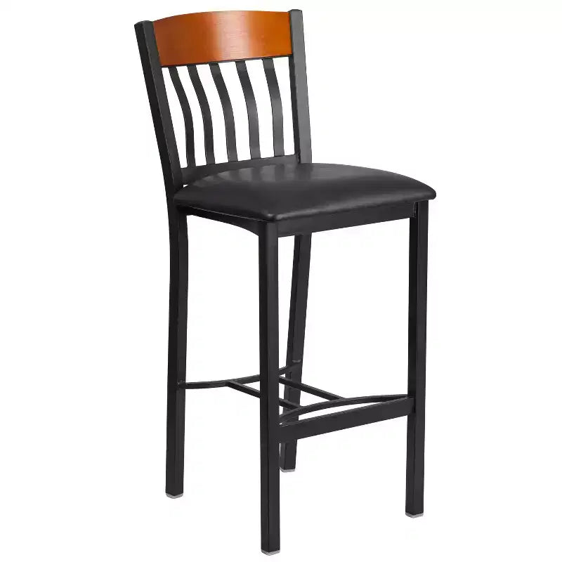 Tabouret de bar de restaurant Emma et Oliver Vertical Back en métal/bois
