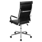 Fauteuil de bureau pivotant exécutif à dossier haut Emma et Oliver en similicuir nervuré – Chaise de bureau