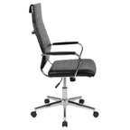 Fauteuil de bureau pivotant exécutif à dossier haut Emma et Oliver en similicuir nervuré – Chaise de bureau