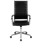 Fauteuil de bureau pivotant exécutif à dossier haut Emma et Oliver en similicuir nervuré – Chaise de bureau