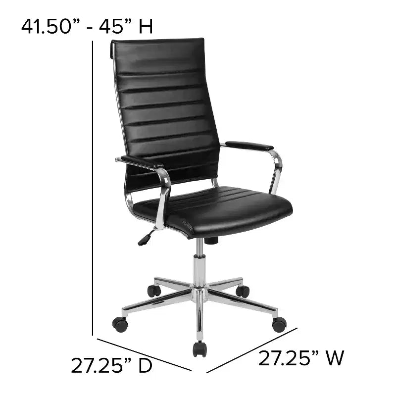 Fauteuil de bureau pivotant exécutif à dossier haut Emma et Oliver en similicuir nervuré – Chaise de bureau