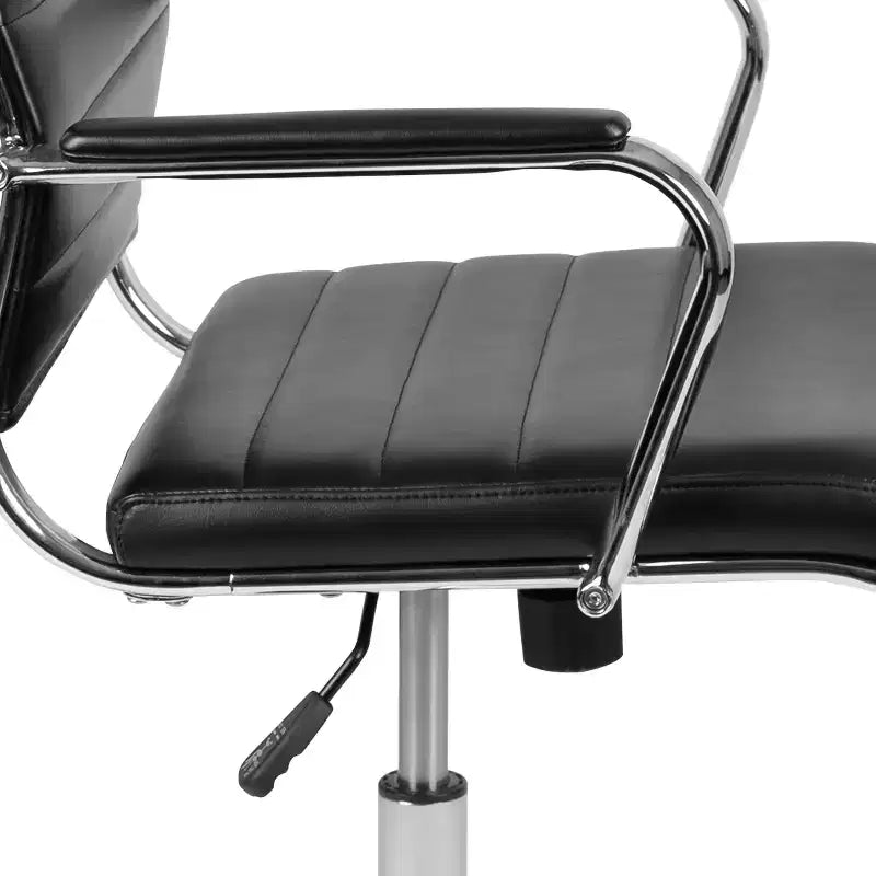 Fauteuil de bureau pivotant exécutif à dossier haut Emma et Oliver en similicuir nervuré – Chaise de bureau