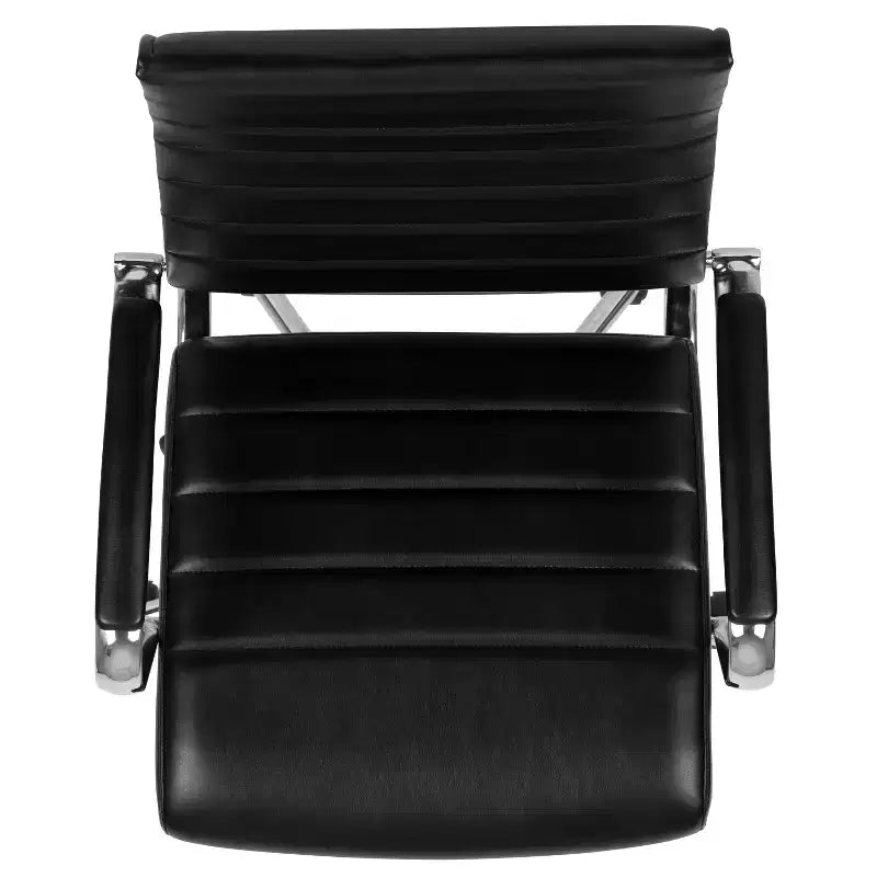 Fauteuil de bureau pivotant exécutif à dossier haut Emma et Oliver en similicuir nervuré – Chaise de bureau