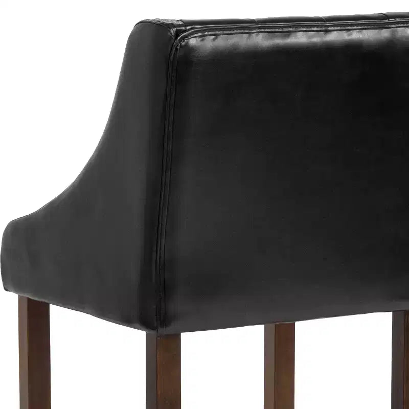 Emma et Oliver Tabouret de bar rembourré capitonné noyer de 30 po - Clous décoratifs