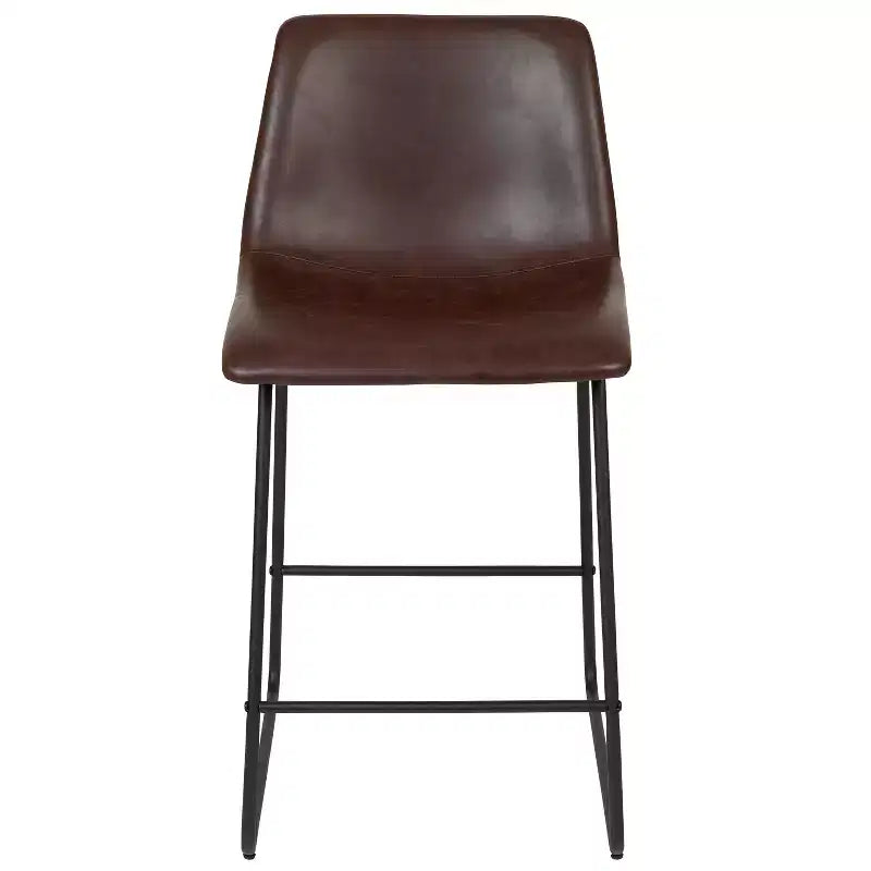 Tabourets de bar Emma et Oliver - Hauteur comptoir de cuisine - Lot de 2 - 61 cm - En similicuir