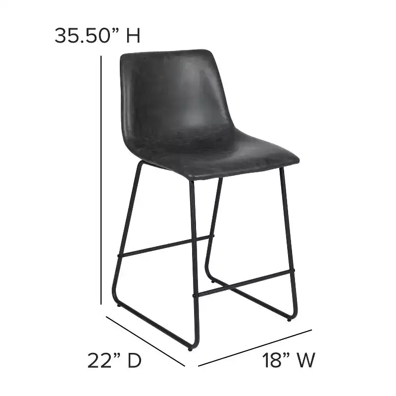 Tabourets de bar Emma et Oliver - Hauteur comptoir de cuisine - Lot de 2 - 61 cm - En similicuir