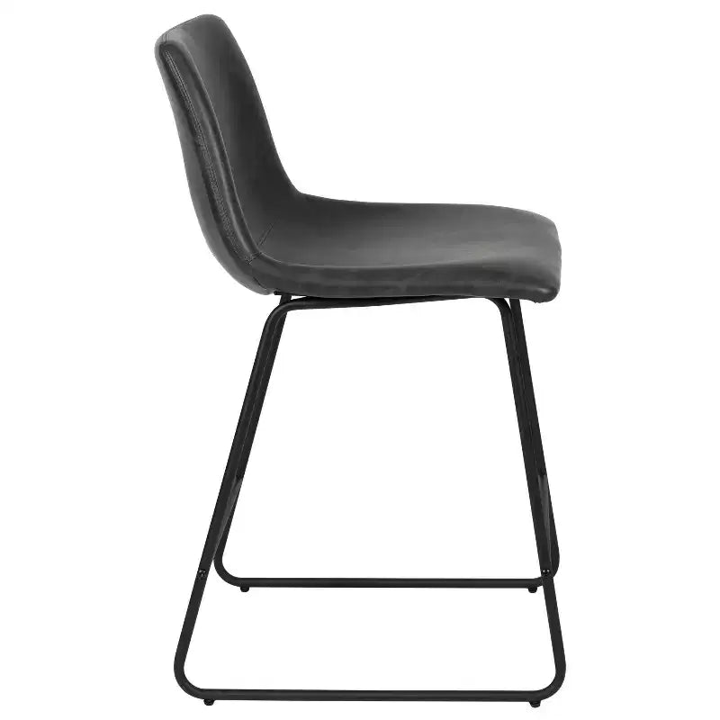 Tabourets de bar Emma et Oliver - Hauteur comptoir de cuisine - Lot de 2 - 61 cm - En similicuir