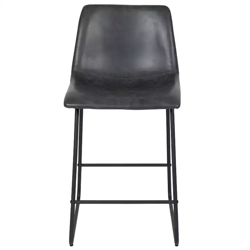 Tabourets de bar Emma et Oliver - Hauteur comptoir de cuisine - Lot de 2 - 61 cm - En similicuir