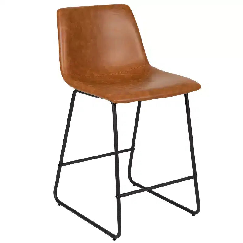 Tabourets de bar Emma et Oliver - Hauteur comptoir de cuisine - Lot de 2 - 61 cm - En similicuir
