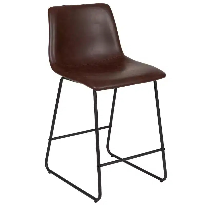 Tabourets de bar Emma et Oliver - Hauteur comptoir de cuisine - Lot de 2 - 61 cm - En similicuir