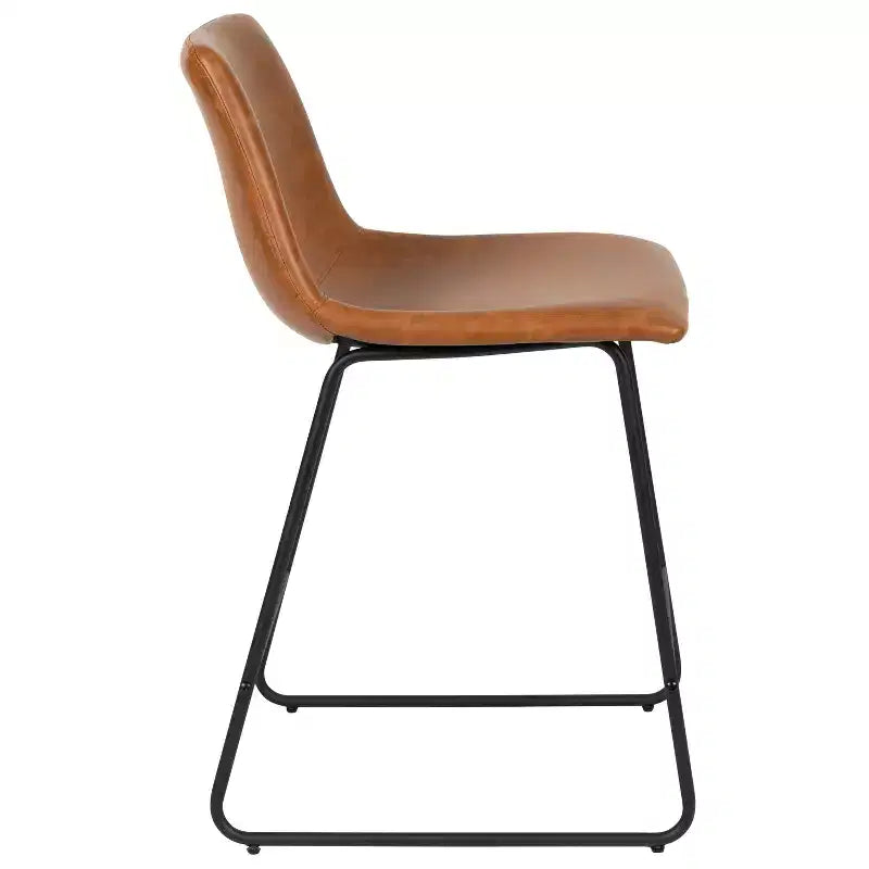 Tabourets de bar Emma et Oliver - Hauteur comptoir de cuisine - Lot de 2 - 61 cm - En similicuir
