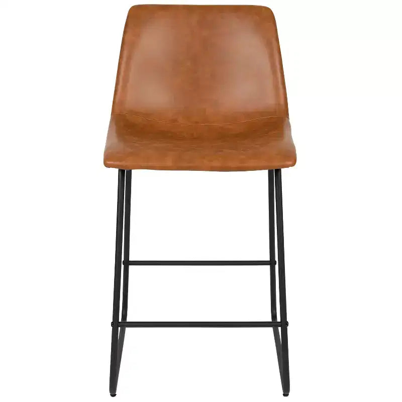 Tabourets de bar Emma et Oliver - Hauteur comptoir de cuisine - Lot de 2 - 61 cm - En similicuir
