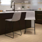 Tabourets de bar Emma et Oliver - Hauteur comptoir de cuisine - Lot de 2 - 61 cm - En similicuir