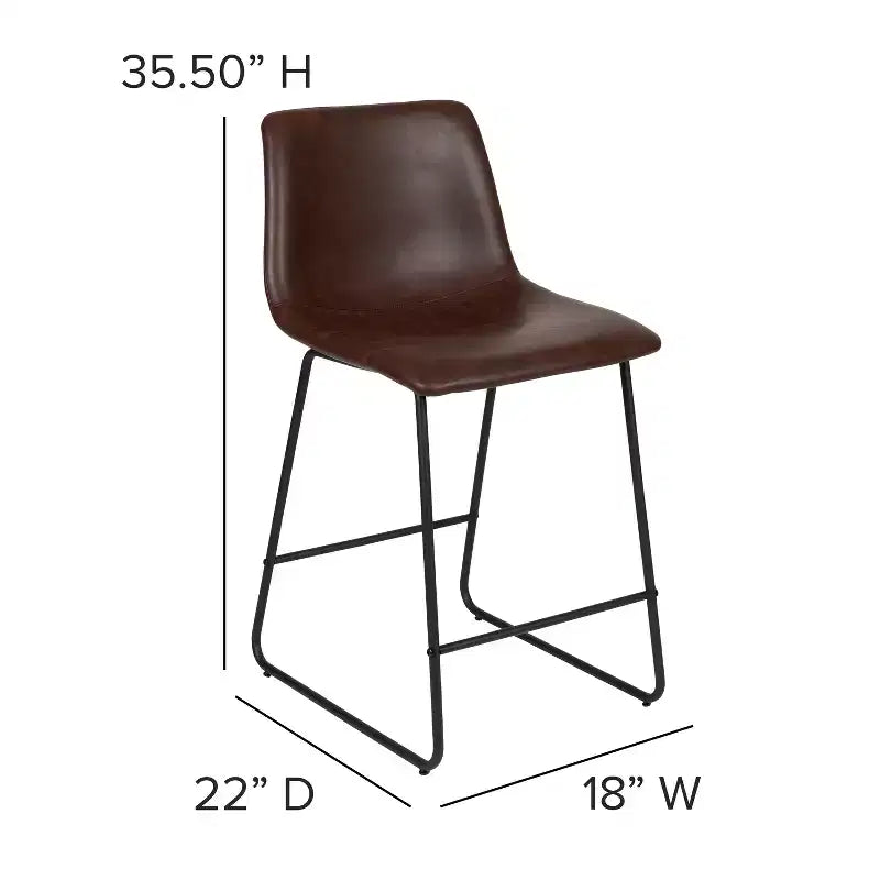 Tabourets de bar Emma et Oliver - Hauteur comptoir de cuisine - Lot de 2 - 61 cm - En similicuir