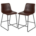Tabourets de bar Emma et Oliver - Hauteur comptoir de cuisine - Lot de 2 - 61 cm - En similicuir