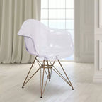 Chaise transparente Emma et Oliver avec accoudoirs et base dorée