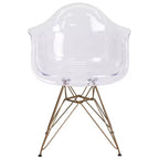Chaise transparente Emma et Oliver avec accoudoirs et base dorée