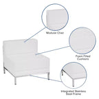 Chaise Modulaire Centrale en Cuir Emma et Oliver Contemporary pour Accueil