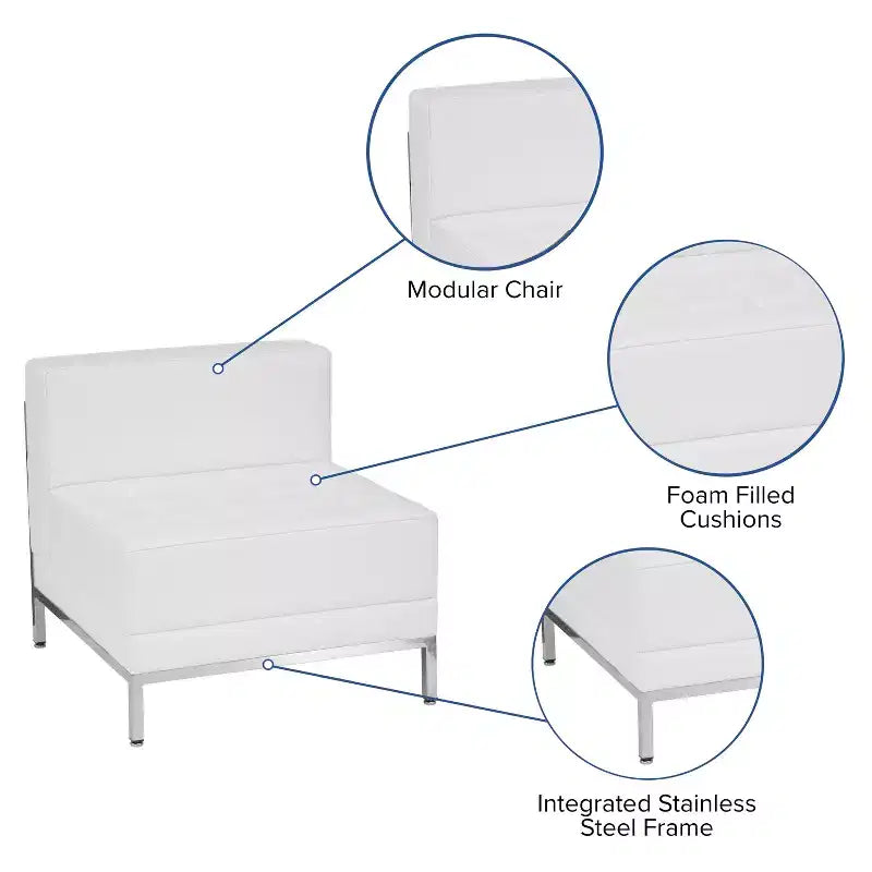 Chaise Modulaire Centrale en Cuir Emma et Oliver Contemporary pour Accueil