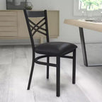 Chaise de salle à manger de restaurant en métal à dossier en X Emma et Oliver Black