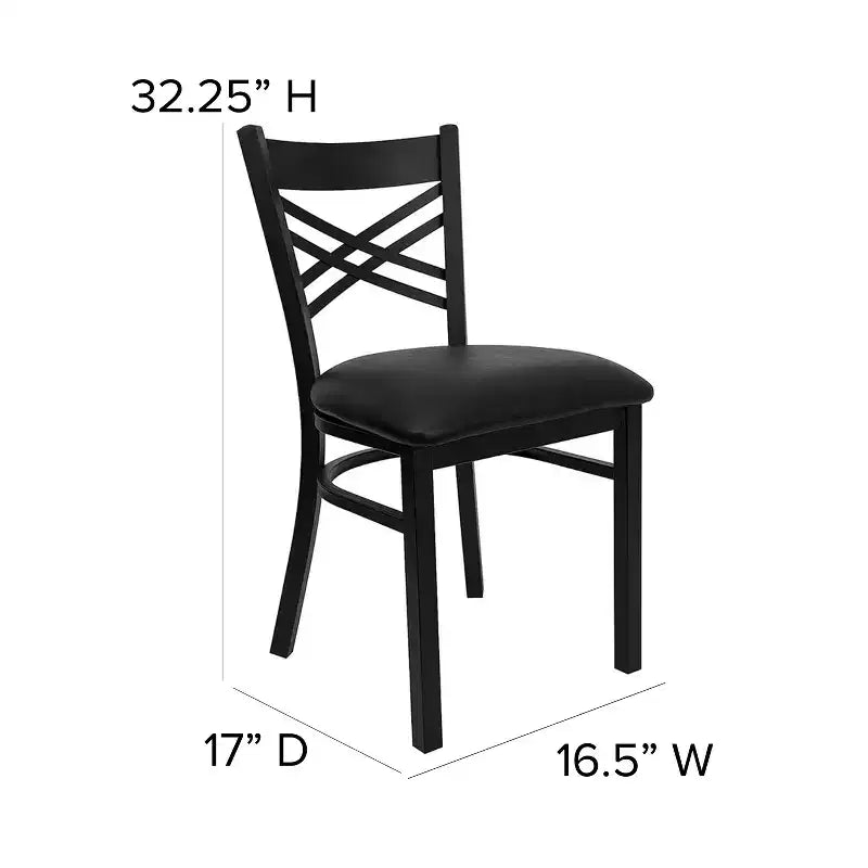 Chaise de salle à manger de restaurant en métal à dossier en X Emma et Oliver Black