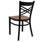 Chaise de salle à manger de restaurant en métal à dossier en X Emma et Oliver Black