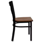 Chaise de salle à manger de restaurant en métal à dossier en X Emma et Oliver Black
