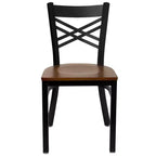 Chaise de salle à manger de restaurant en métal à dossier en X Emma et Oliver Black