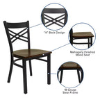 Chaise de salle à manger de restaurant en métal à dossier en X Emma et Oliver Black