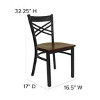 Chaise de salle à manger de restaurant en métal à dossier en X Emma et Oliver Black