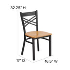Chaise de salle à manger de restaurant en métal à dossier en X Emma et Oliver Black